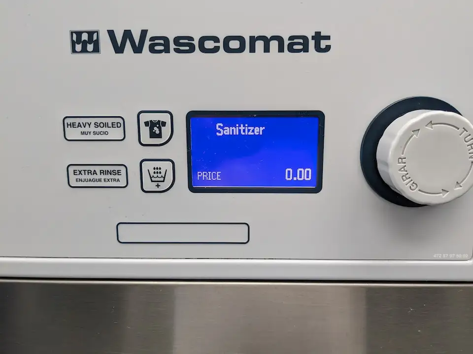 sanitizer on wash machine digital readout